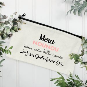 POCHETTE COTON "MERCI NOUNOU POUR CETTE BELLE ANNÉE"