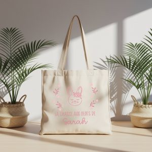 TOTEBAG "LA CHASSE AUX OEUFS DE & PRÉNOM FILLE"
