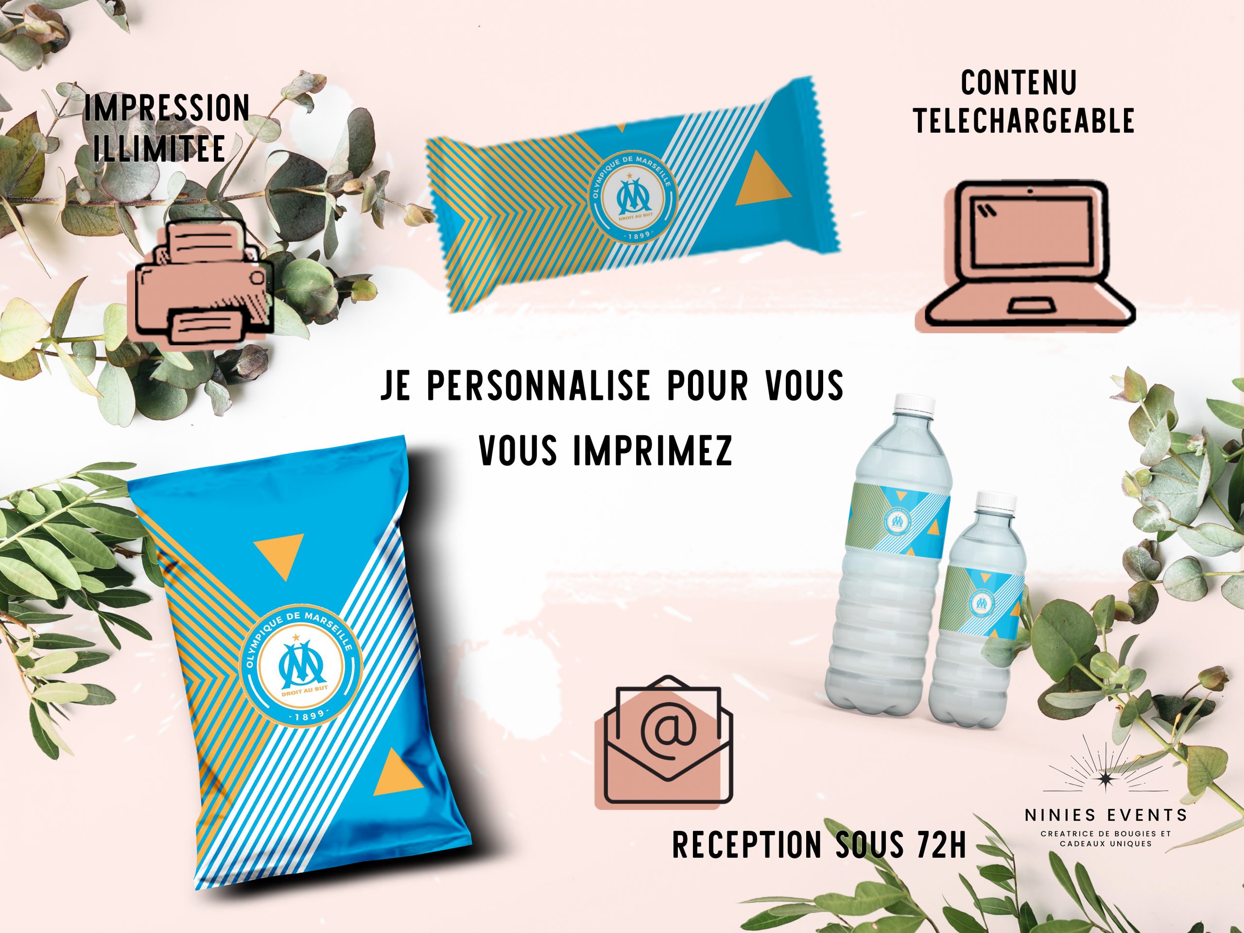 PAPETERIE PERSONNALISÉE : "FOOTBALL OLYMPIQUE DE MARSEILLE"